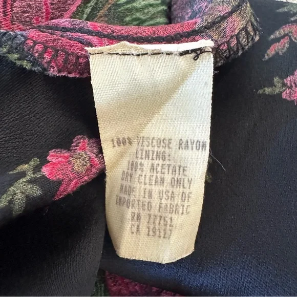 Vintage Rare Y2K Betsey Johnson Black Label Milkmaid Black Floral Roses Dress S